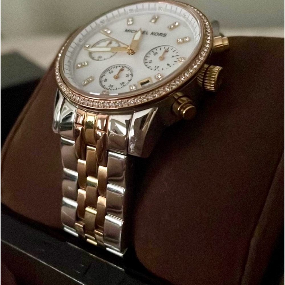 Michael Kors, legacy, two-tone, gold, and silver watch